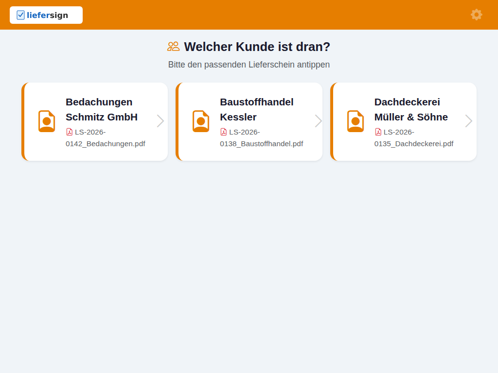 Unterschrift am Theken-Terminal (Kiosk)