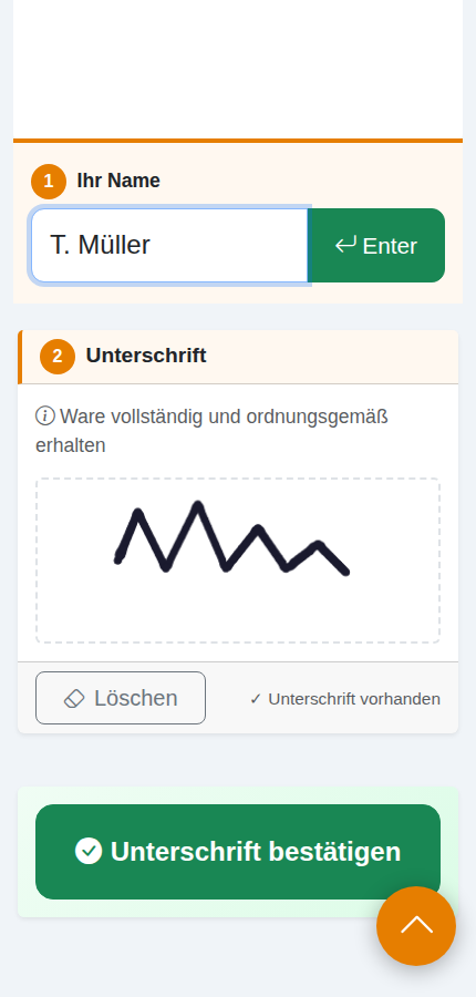 Digitale Unterschrift auf dem Smartphone
